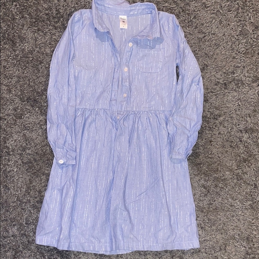 Carter's Light Blue Striped Casual Dress